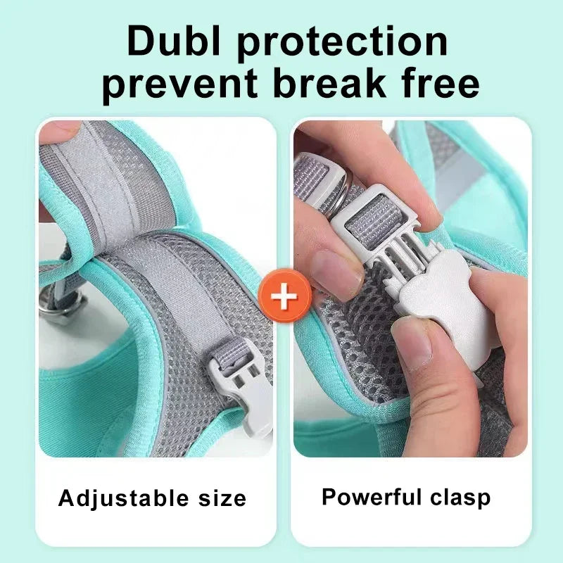 Dog Harness Leash Set for Small Dogs French Bulldog Chihuahua Pug Outdoor Walking Lead Leash Adjustable Puppy Cat Harness Vest