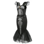 New Skeleton Little Mermaid Halloween Horror Costume Ariel Princess Costume Kids Birthday Party Prom Dress For Girls