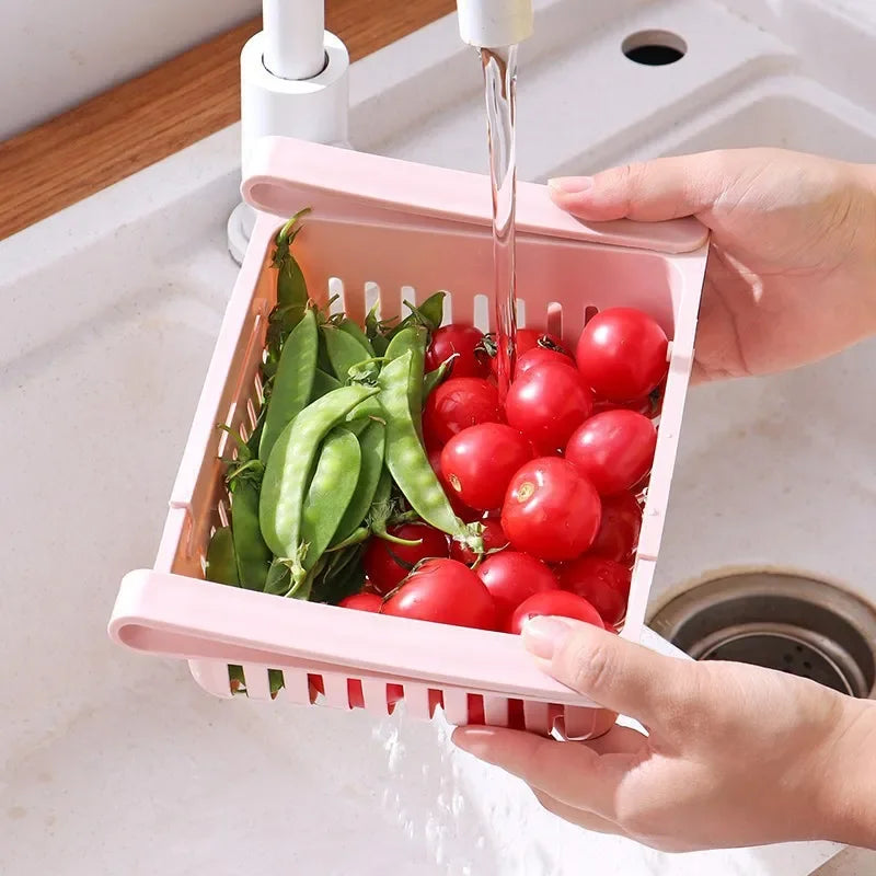 1Pc Refrigerator Storage Basket Flexible Expandable Fridge Organizer Drawer Storage Rack Storage Fresh Box Freezer Box Storage
