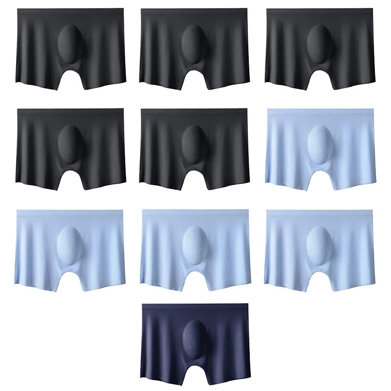10 Pcs/Lot Men's Summer Ice Silk Boxers Briefs Seamless Underwear Lingerie Underpants Shorts Ultra-thin Breathable Sexy Panties
