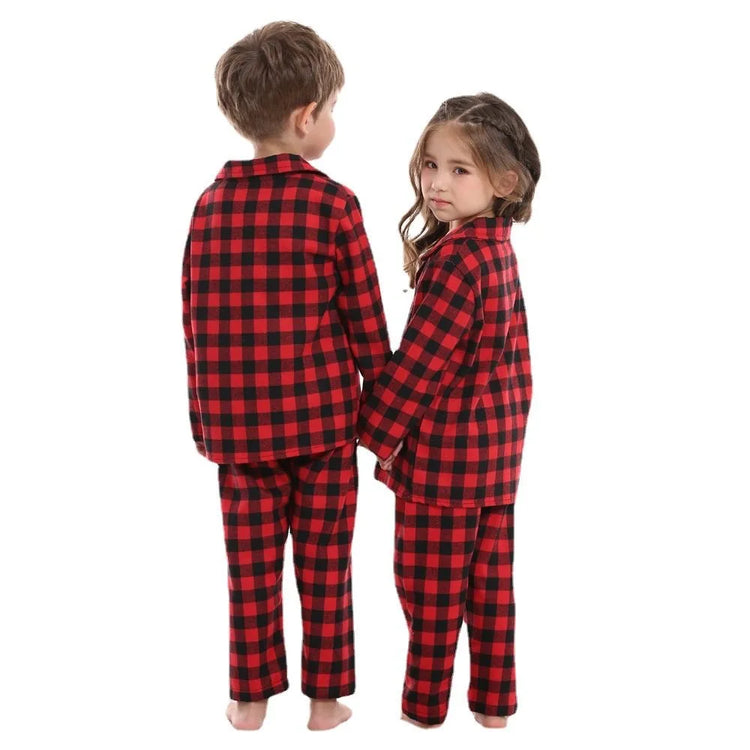 2026 New Year Couple Family Christmas Pajamas Red Plaid Costume for Adult Mother Kids Clothes Matching Outfits Sleepwear Set