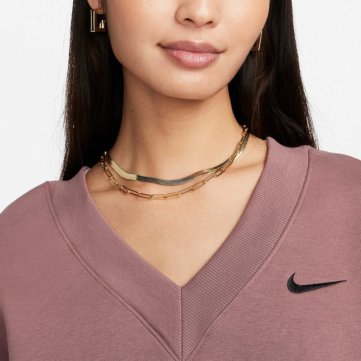 Nike Official Spring New Women's V-Neck Fleece Hoodie FN3652-208