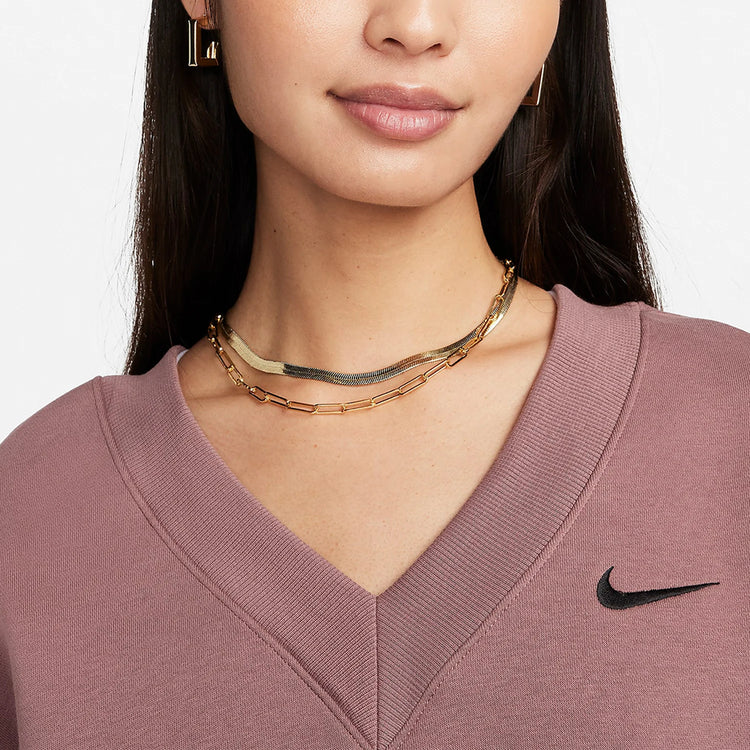Nike Official Spring New Women's V-Neck Fleece Hoodie FN3652-208