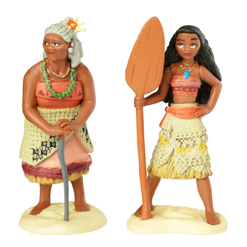 10pcs/set Cartoon Moana Princess Legend Vaiana Maui Chief Tui Tala Heihei Pua Action Figure PVC Decor