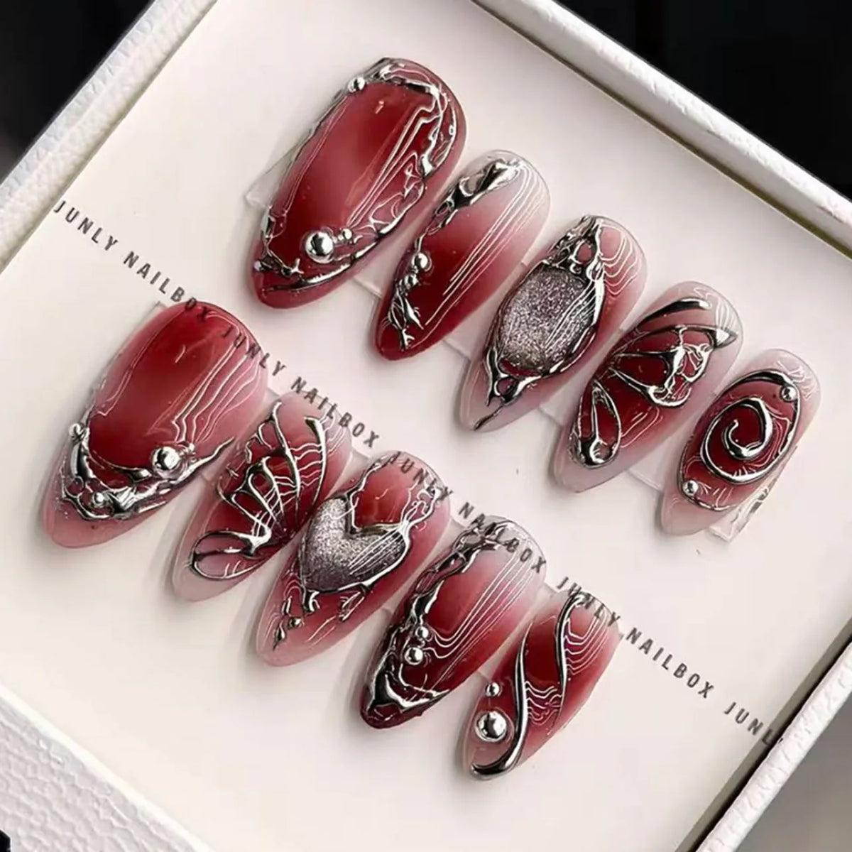 24Pcs French False Nails Almond Fake Nails with Glue Press on White Edge Design Wearable Simple Ins Pink Stiletto Nail Tips