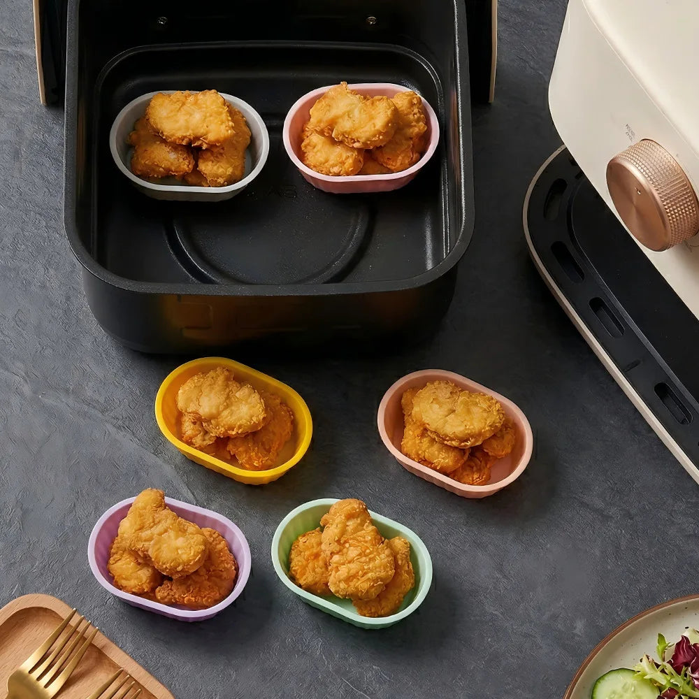 5PCS Reusable Oval Silicone Muffin Cups Non-Stick Cake Mold  Baking Mould for Air Fryer Oven DIY Brownie Pastry Bakeware