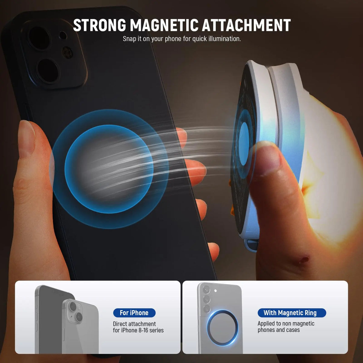 NEEWER BASICS Magnetic Selfie Light For MagSafe iPhone,CRI95 700lx/0.3 Folding LED Phone Fill Ring Lighting with Mirror for Make