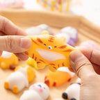 6/12/24pcs Cartoon Mini Mochi Squishy Toy Animals Stress Relief Toy for Kids Birthday Party Favor Halloween Goodie Bag Stuffer