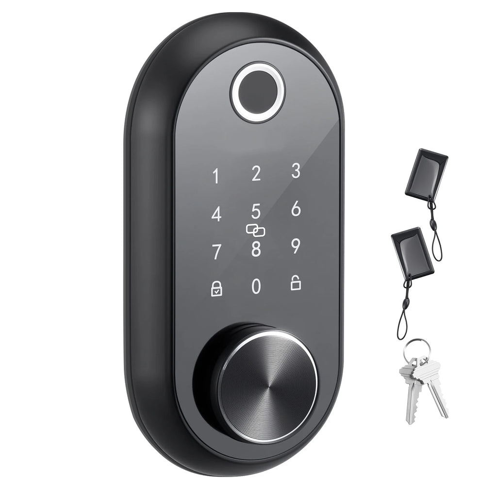 SucceBuy Fingerprint Door Lock Electronic Biometric Deadbolt with Touchscreen Auto Locking Anti-Peeking Password for Apartment