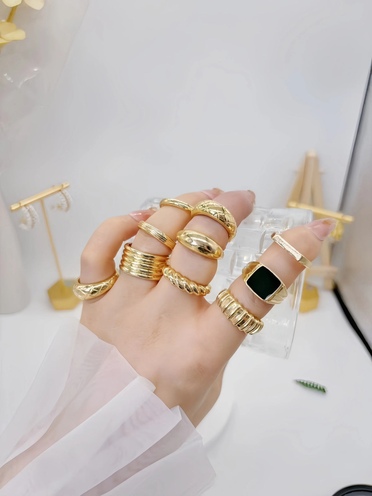 10PCS Fashion Retro Smooth Lrregular Waterdrop Opening Women's Ring Set, Creative Women's Ring Daily Wear Gift, Wholesale Availa