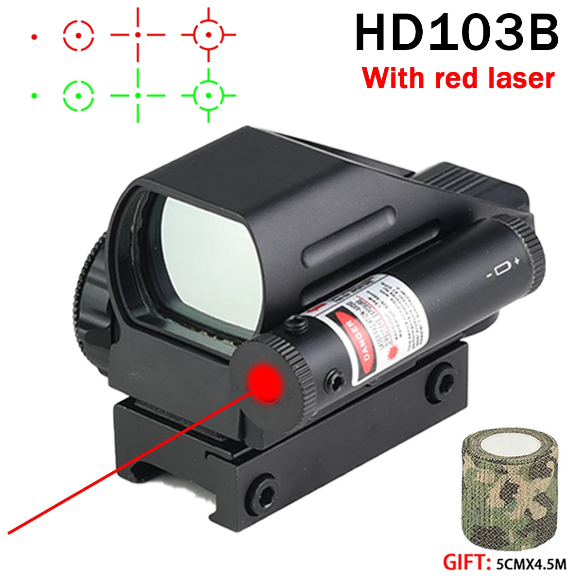 Hot Sales Series HD101AJ HD103 1X40 Red Dot Sight Hunting Optics Sight Holographic Airsoft Sight 4 Reticle Reflex Collimator