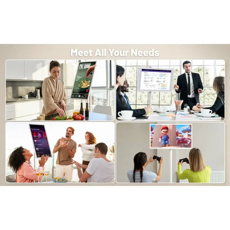 27 Inch Android Smart TV Touch Screen Interactive Display Movable Stand Charging Port Commercial Use Digital Signage Monitor