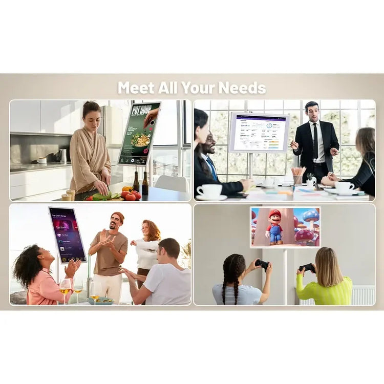 27 Inch Android Smart TV Touch Screen Interactive Display Movable Stand Charging Port Commercial Use Digital Signage Monitor