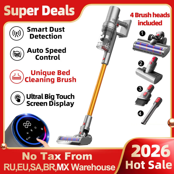 ABIR VC205 Cordless Handheld Vacuum Cleaner,27000PA,Touch Screen,Smart Dust Sensor,Auto Speed Control for Home Bed Carpet Clean