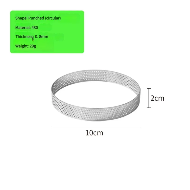 10PCS Round Stainless Steel Tart Ring Heat-Resistant Perforated Molds DIY Mousse Fruit Pie Tartlet Doughnut Mold Kitchen Tools