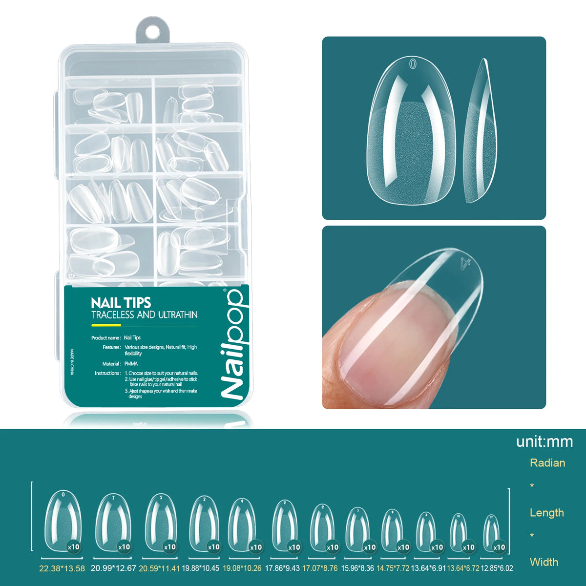 Nailpop 120pcs Acrylic Nails Fake Capsule Short Almond Coffin Square Artificial Nail Extension Soft Gel Tips Accessories Tools