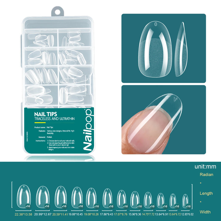 Nailpop 120pcs Acrylic Nails Fake Capsule Short Almond Coffin Square Artificial Nail Extension Soft Gel Tips Accessories Tools