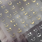 Wicked Pumpkin Expression Horror Face Dark Halloween Metallic Flat Cute Spooky Adhesive Nail Charms Art Sticker Manicure Decals