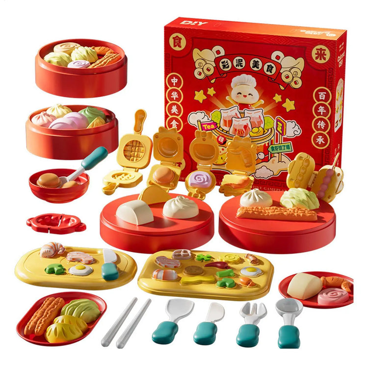Chinese Kitchen Modeling Clay for Kids DIY Art Pretend Food Sculpting Kit for Boys Girls Birthday Party Holiday Craft Activities