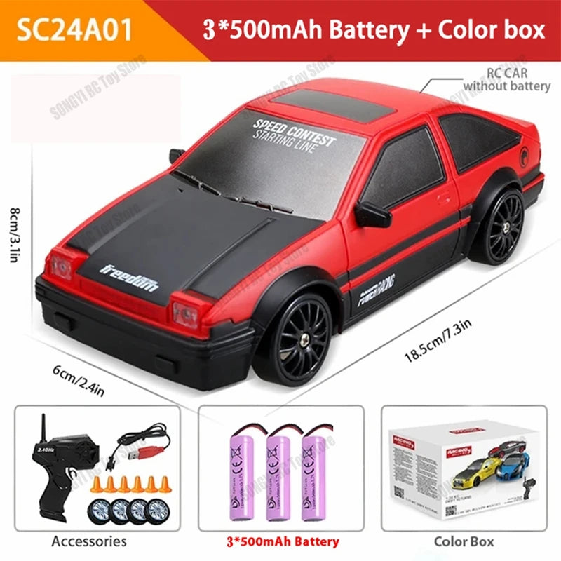 RC Drift Car 4WD Remote Control High Speed Racing Vehicle with LED Lights 2.4GHz Radio 4x4 Off-Road Truck Toy for Children Kids