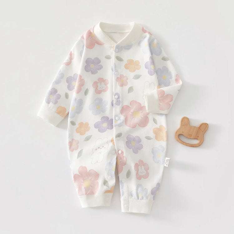 0-12 Months Baby Jumpsuits, 100% Cotton Long Sleeve Clothes, Soft Newborn Rompers for Girls & Boys.