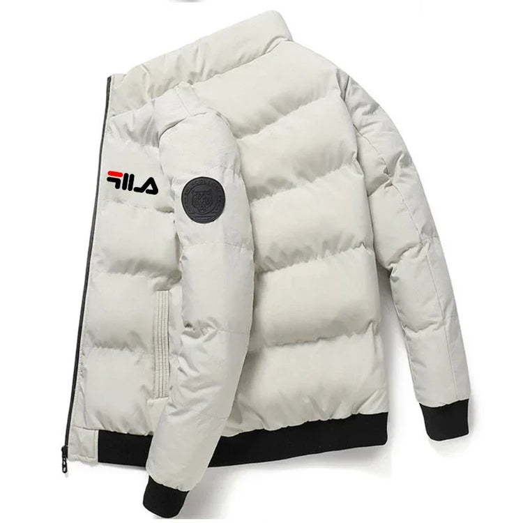 Short Thick Warm Jacket Men Fall Winter Printed Zip Windproof Outdoor Casual Outerwear M-5XL