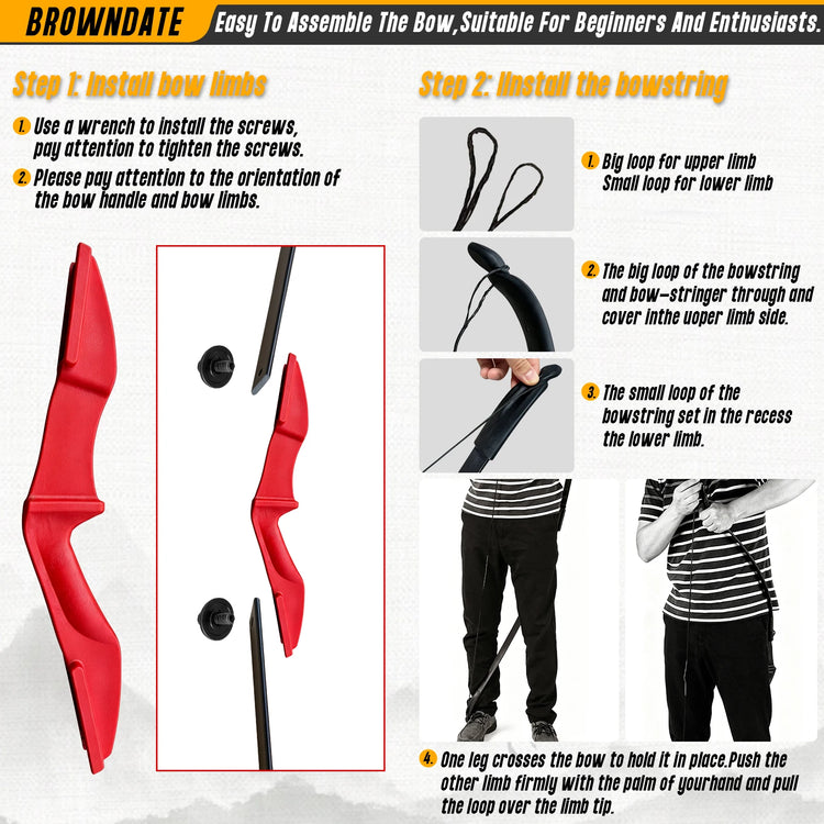 Archery Recurve Bow 53" Standard Set for Adults 20 30 40lb, Takedown Archery Kit for Beginners Right & Left Handed Outdoor Target Practice & Training, Adult Beginners to Advanced Outdoor Target Practice,Red