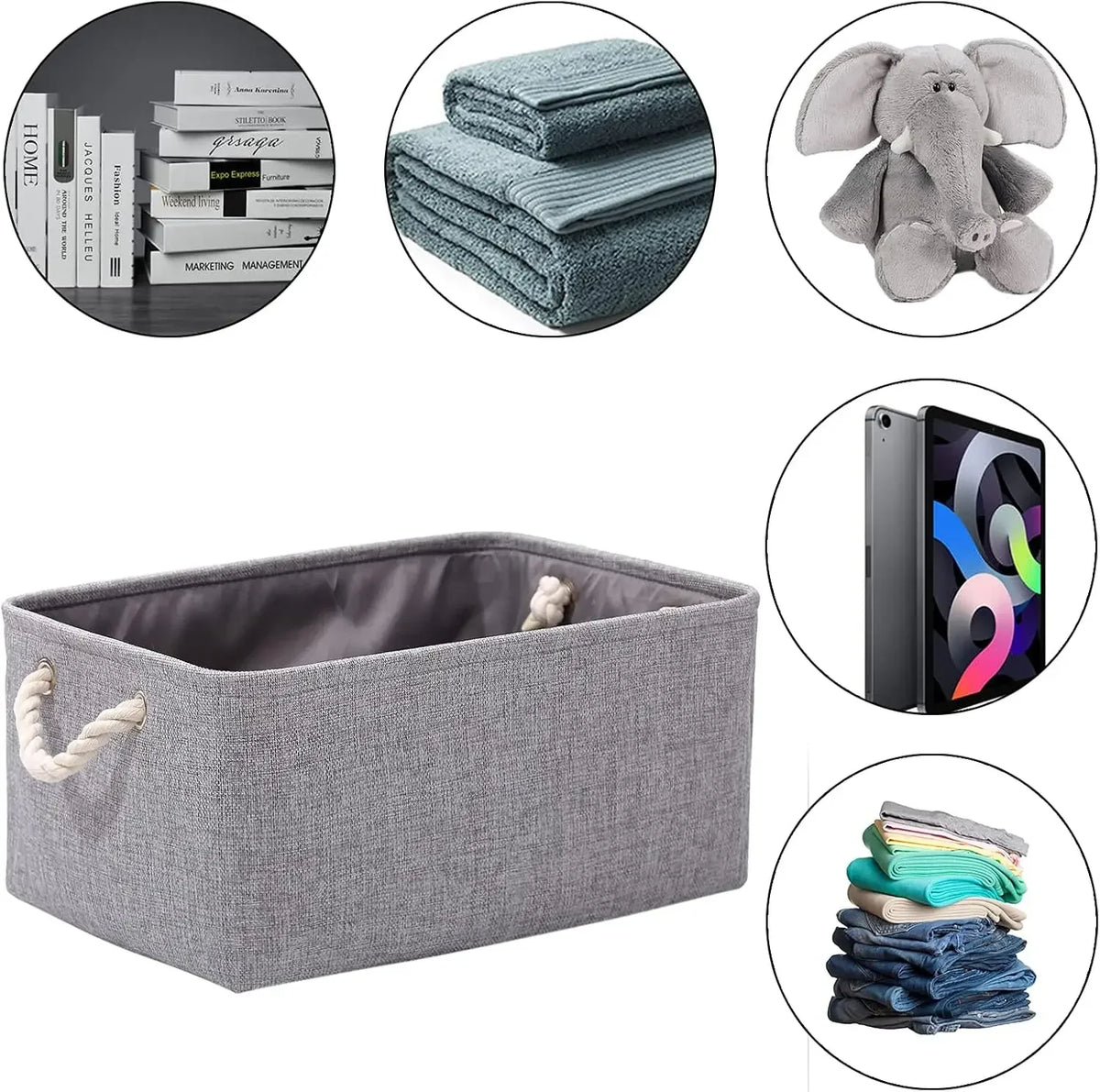Foldable Storage Basket with Handle Rectangular Desktop Storage Box Home Supplies Underwear Socks Baby Toys Storage Bag