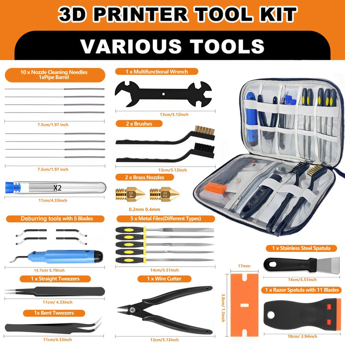 3D Printer Tools Kit, 33pcs 3D Printer Accessories for All FDM/SLA Printers Includes Nozzle Cleaning, Removal Scrapers