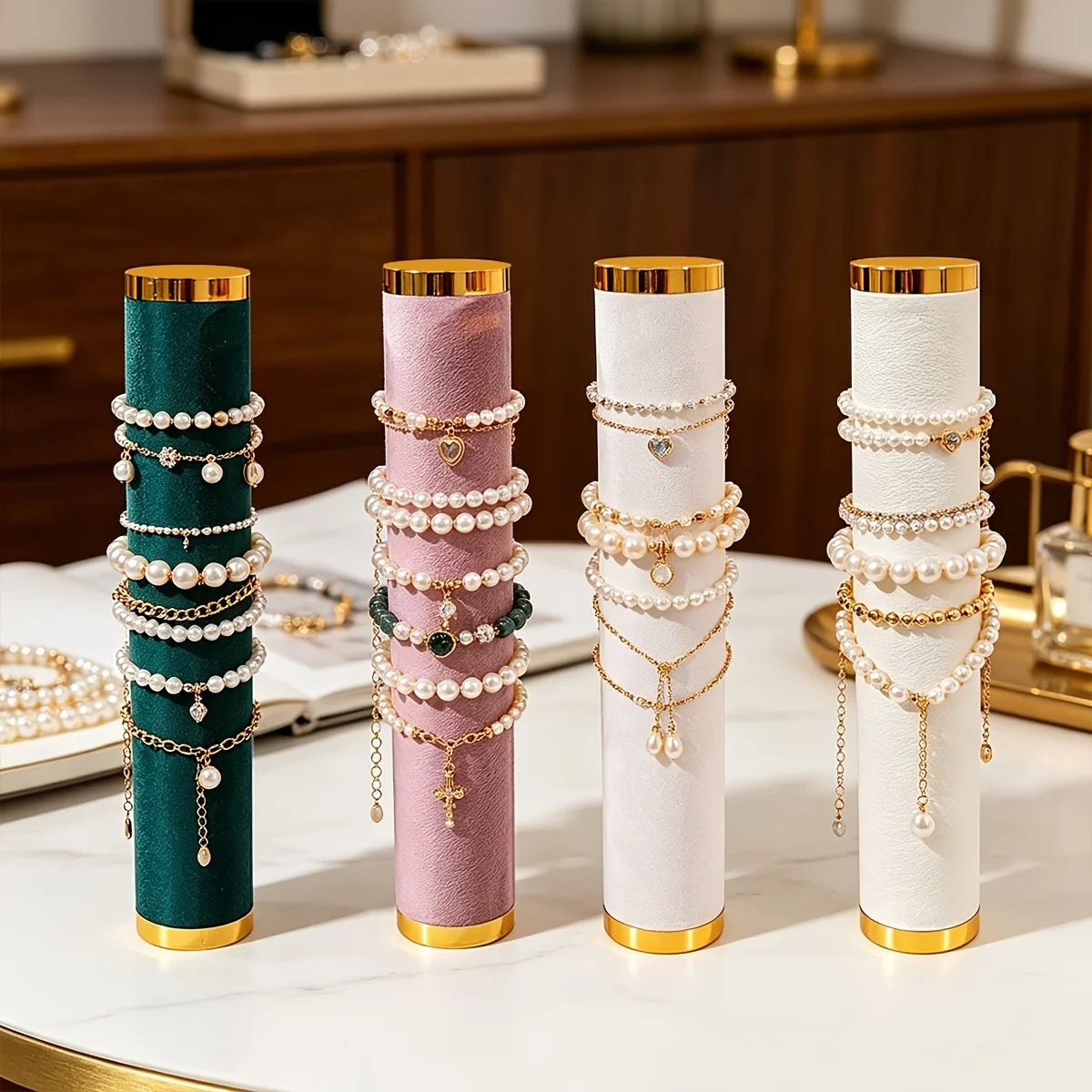 Detachable Bracelet Holder Jewelry Storage Stand with Wooden Tray Jewelry Holder for Jewelry Display