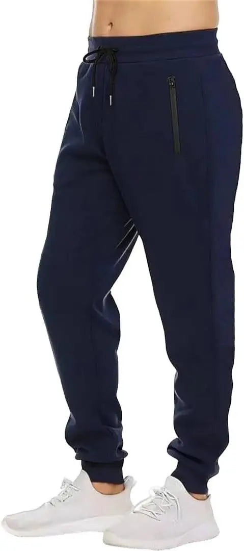 HUGE HILL 3 Pack Men's Fleece Lined Joggers Loose Fit Wide Leg Sweatpants with Zip Pockets S-3XL