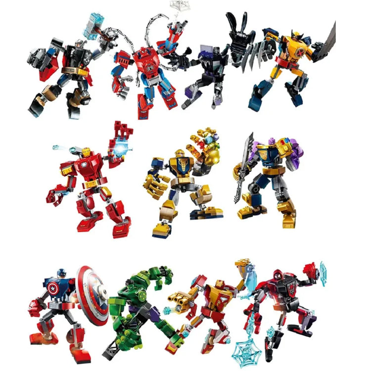 KSZ1012 1013 1014 Superhero Building Blocks Avengers Thor Iron Man Thanos Assembled Action Doll Building Blocks Model