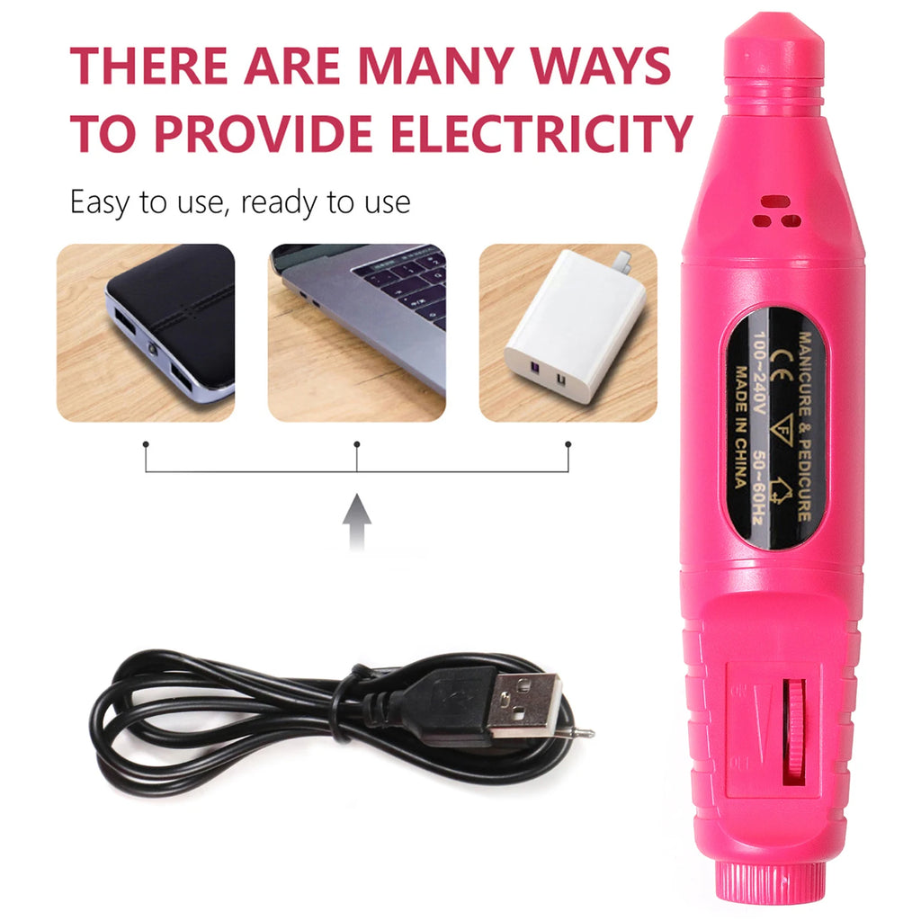 Electric Nail Drill Machine Set Pedicure Grinding Equipment Mill For Manicure Professional Strong Nail Polishing Tool