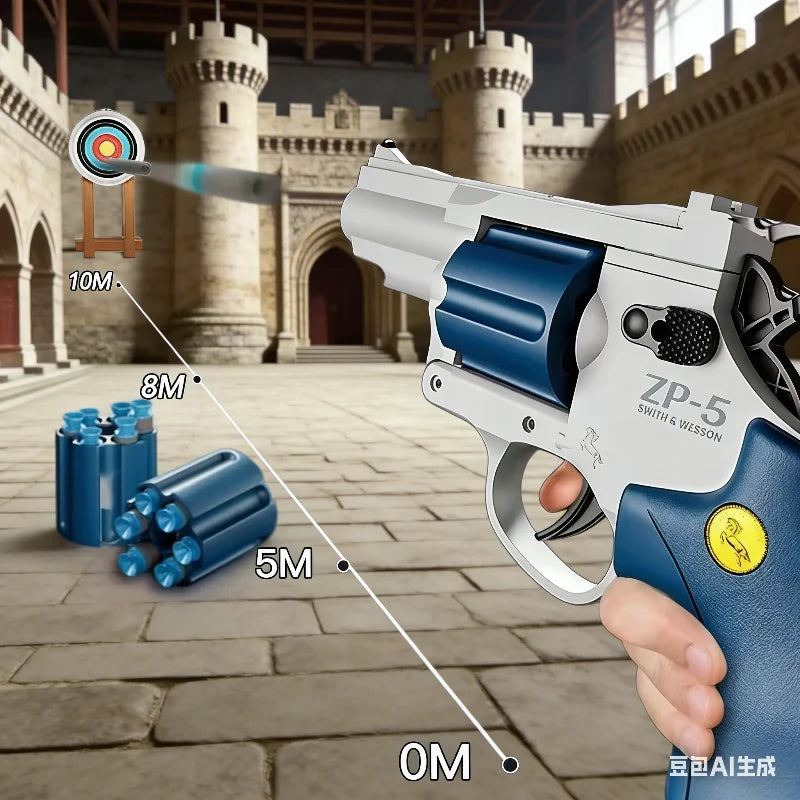 ZP5 Revolver Pistol Manual Soft Dart Bullet Launcher Toy Gun Weapon Outdoor  Airsoft  Shooter Pistola For Boys Birthday Gift