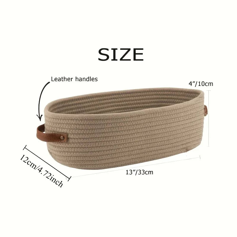 Oval Woven Bathroom Storage Basket, Multifunctional Desktop Organizer, Toilet Paper Holder, Toy Storage Basket  Basket Storage