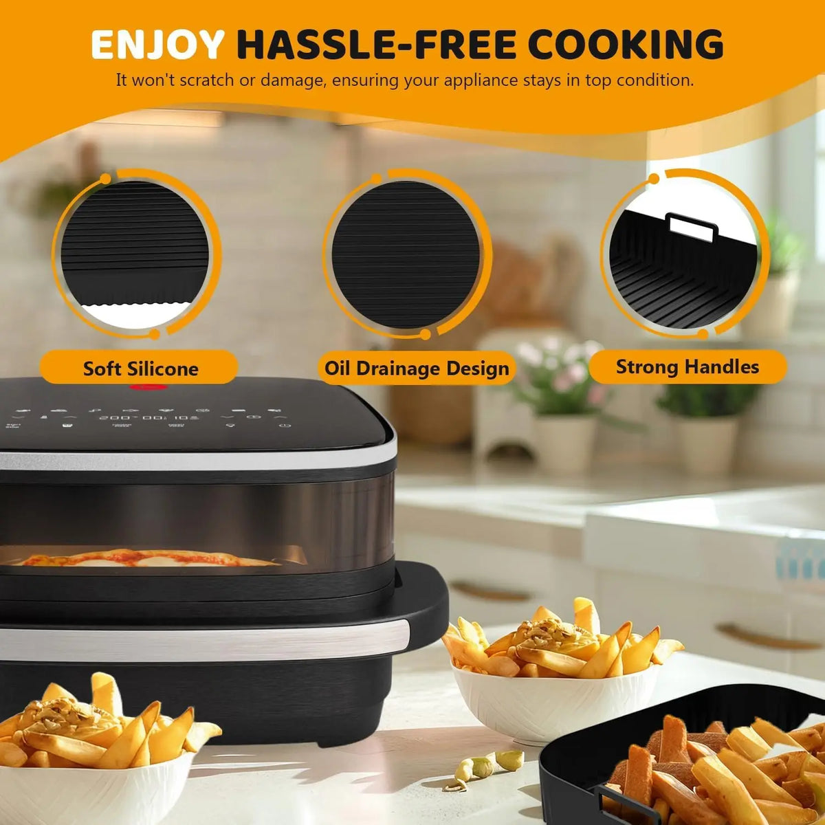 26cm Air Fryer Silicone Mold for Moulinex Easy Fry XL Surface Reusable AirFryer Silicone Tray Container Accessorie Easy To Clean