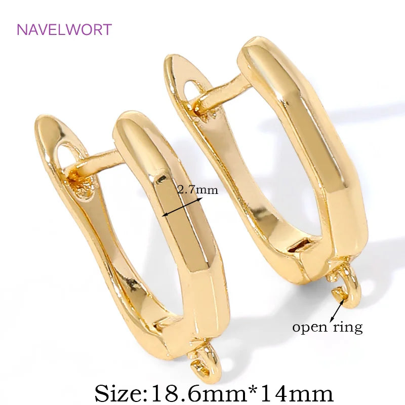 DIY Earring Making Accessories 18K Gold Plated Smooth Earring Hook Clasps Brass Metal Earwires Hooks,Jewelry Making Supplies