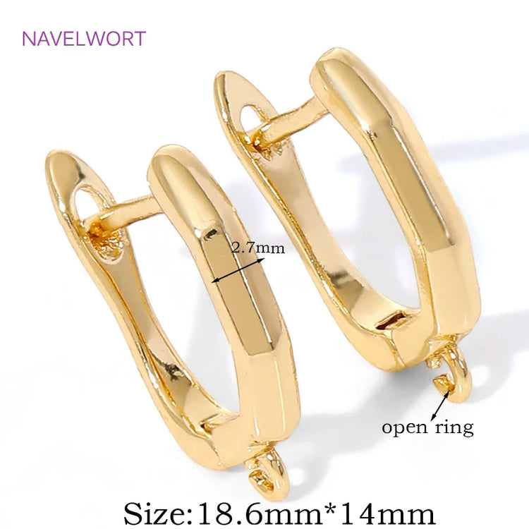 DIY Earring Making Accessories 18K Gold Plated Smooth Earring Hook Clasps Brass Metal Earwires Hooks,Jewelry Making Supplies