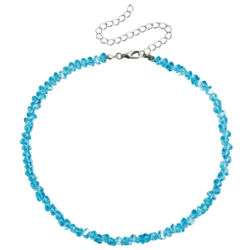 Transparent Crystal Irregular Beaded Choker Necklace for Women Korean Collarbone Clavicle Chain on the Neck Collar Jewelry