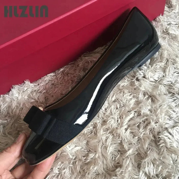 JP GPBD Ballet flats new leather round head shallow bow multifunctional single shoes women's leather bow bow design