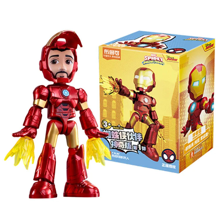 Marvel Spider Man Amazing friends Splicing toys 12cm Iron man Peter Parker Miles Gwen Ant-Man Action Figure building block