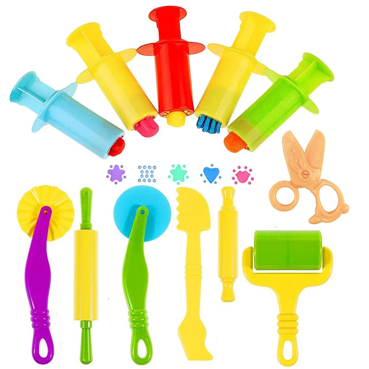 Fun Play Dough Tools Kit For Kids Children Toddlers Playdough Extruders Scissors Rollers Cutters Plasticine Clay Accessories Toy