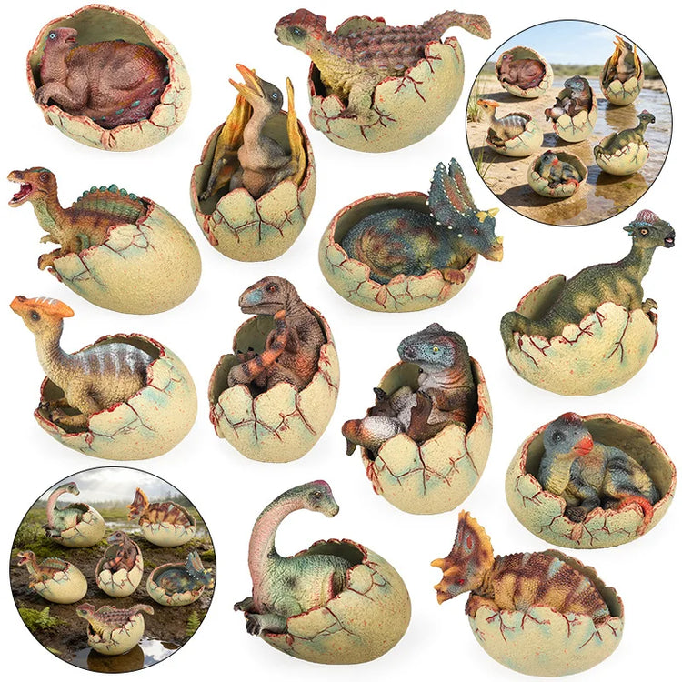 Realistic Hatching Dinosaur Egg Model T-Rex Spinosaurus Velociraptor Pterosaur Figurine Statue Home Decor Collection Ornaments