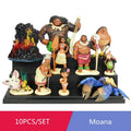 10pcs/set Cartoon Moana Princess Legend Vaiana Maui Chief Tui Tala Heihei Pua Action Figure PVC Decor