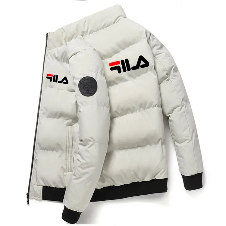 Short Thick Warm Jacket Men Fall Winter Printed Zip Windproof Outdoor Casual Outerwear M-5XL