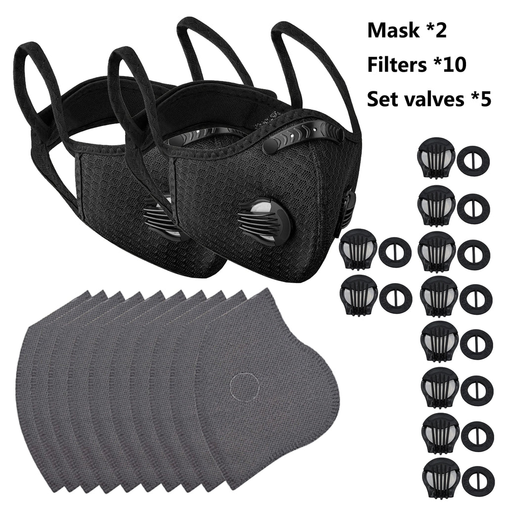 SHIZIWANGRI Cycling Face Mask Sport Washable Reusable with Filter Dust Mask Facemask for Men Bandana Actived Carbon Filters