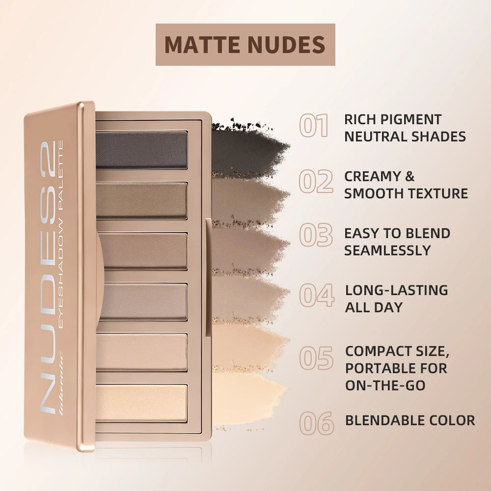 Eyeshadow Palette with Makeup Brush Set Matte Nude Natural Shades Blendable Rich Pigmented Long Lasting Waterproof Eyeshadow Powder Kit