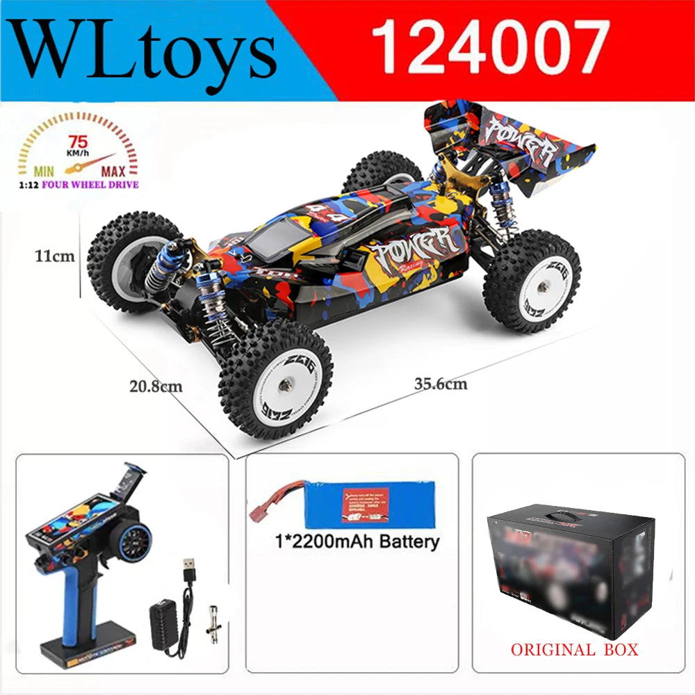 Wltoys New 124017-V8 1/12 2.4G Racing RC Cars 4WD Brushless Motor 75Km/H High Speed Remote Control Off-road Drift Toys For Aduit