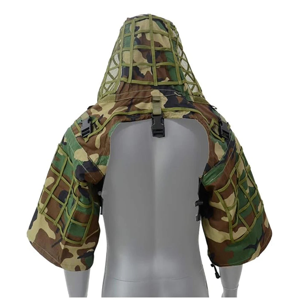 Ghillie Suit Foundation, Ghillie Poncho, Camouflage Hunting Base, Cape Sniper Viper Hood for Airsoft Paintball