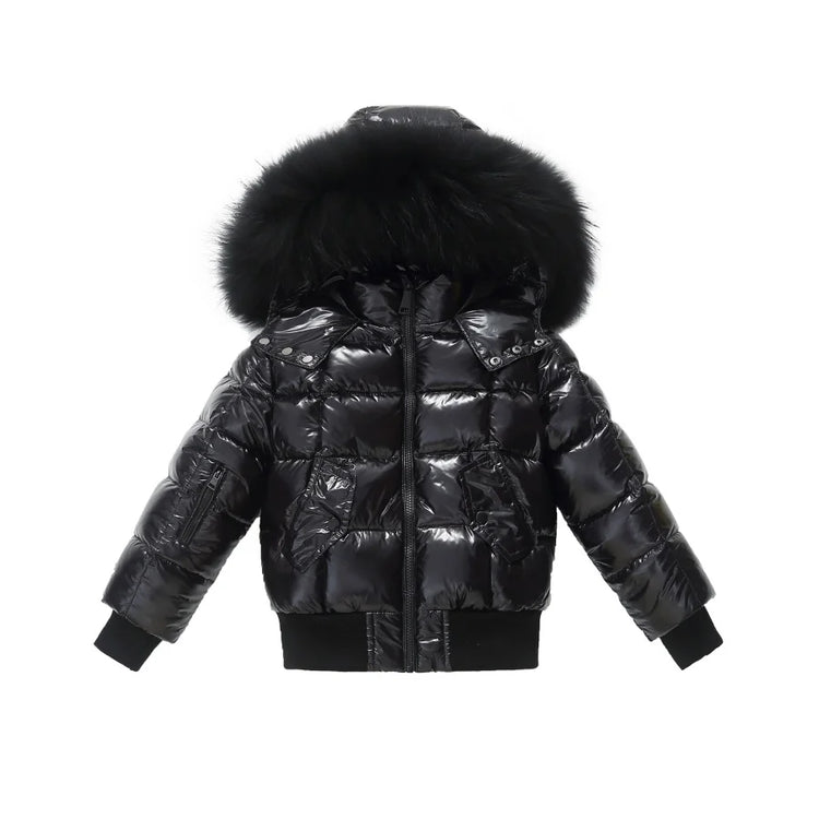 AP winter children coats waterproof shine fabric and filling  white duck down girls boys outerwear